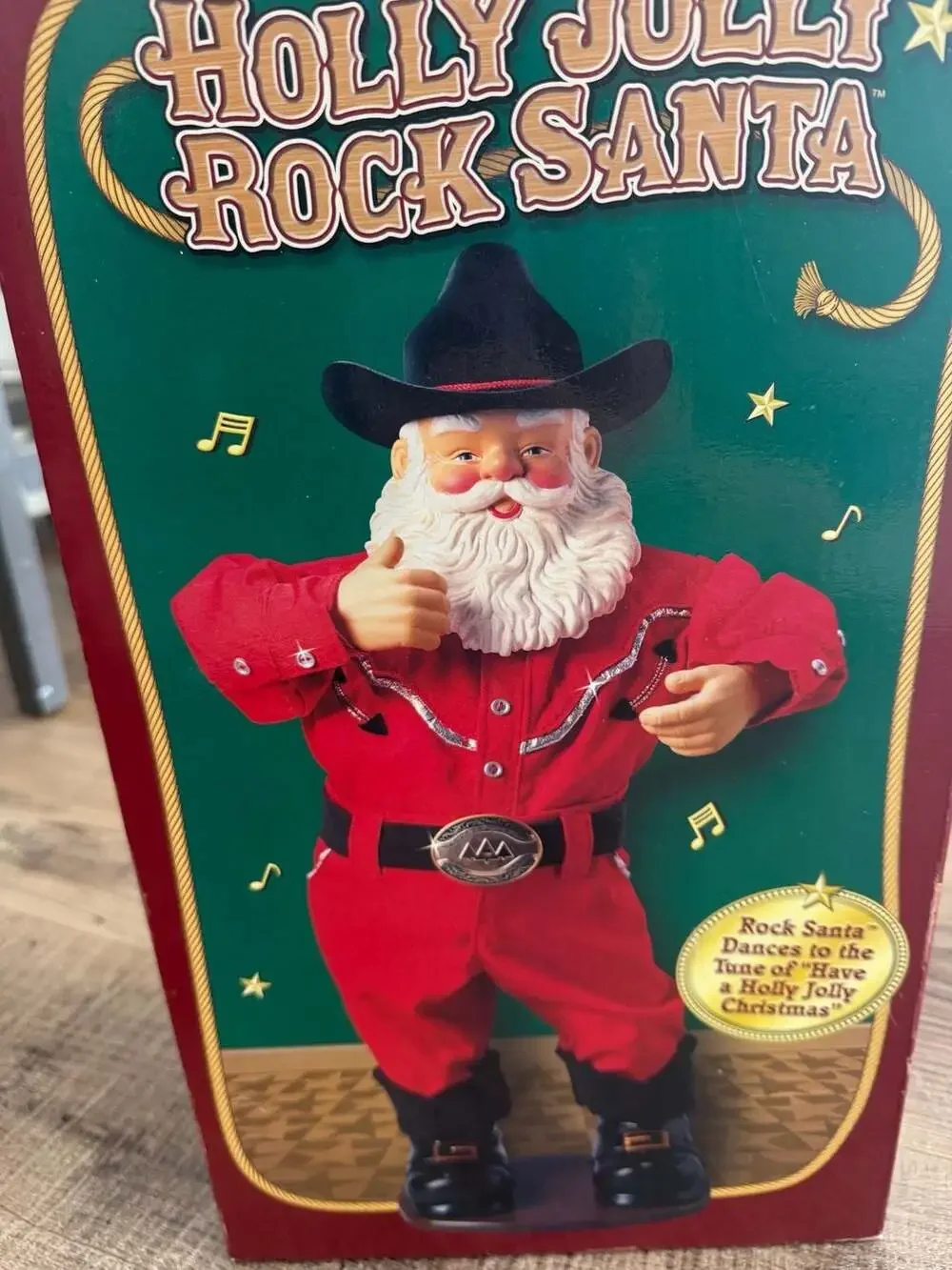 Holly Jolly Rock Santa Alan Jackson Animated Dancing Cowboy VTG TESTED